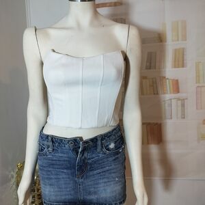 Nasty Gal White Strapless Crop Top